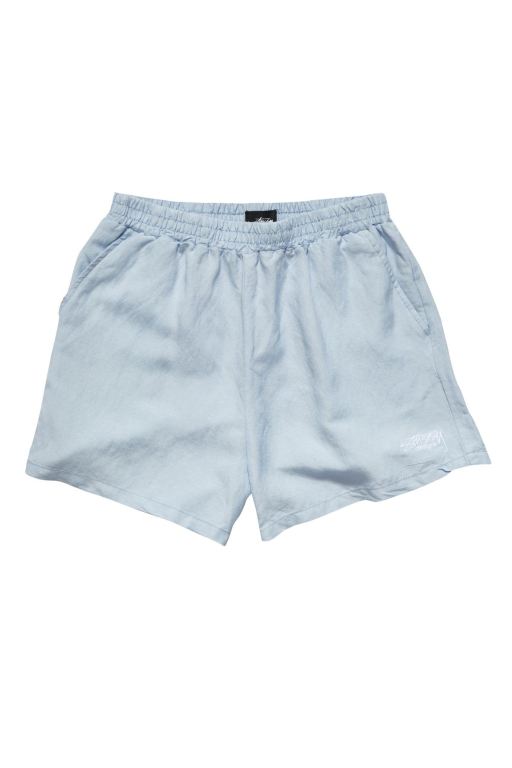 Stussy Womens Designs Linen Shorts Blue - CHUOK3268